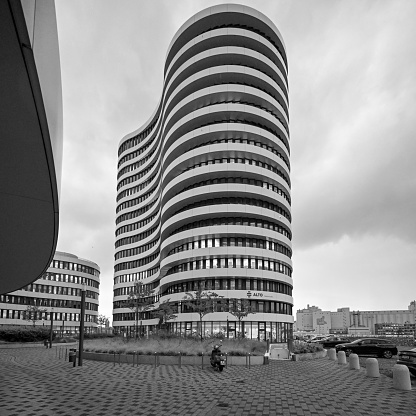 Duesseldorf, Germany, November 6, 2023 - Trivago headquarters in Düsseldorf's Media Harbor