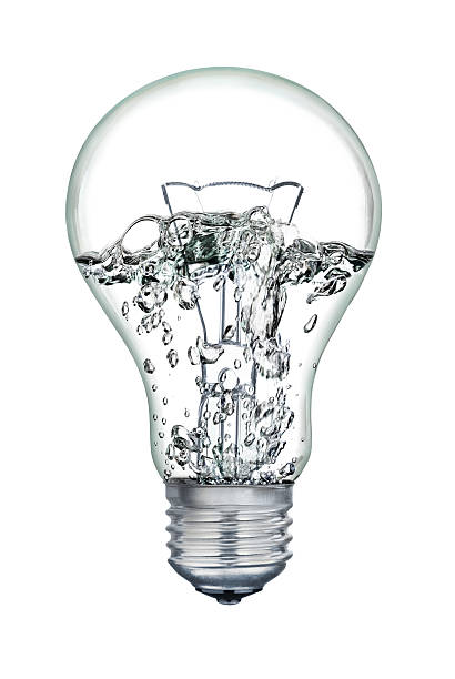 istock Water boiling inside of light bulb isolated on white background. 186494170