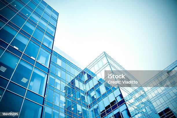 Modern Business Center At Night Stock Photo - Download Image Now - Architecture, Blue, Construction Industry