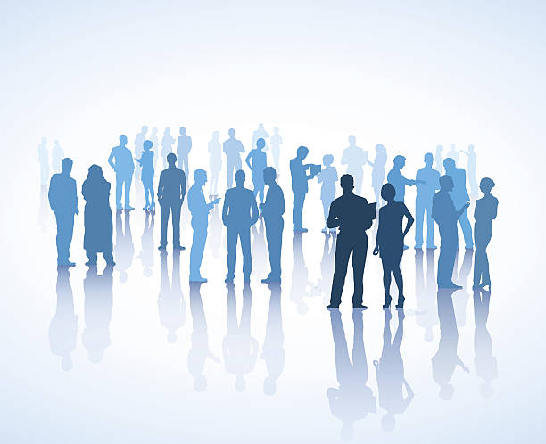 Vector of Communicating Leader  crowd of people silhouettes stock illustrations