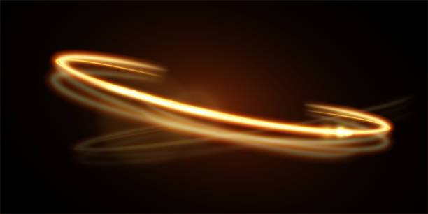 istock Light effect of shiny gold lines.Gold color glowing design element.Wavy bright stripes. 1864969297