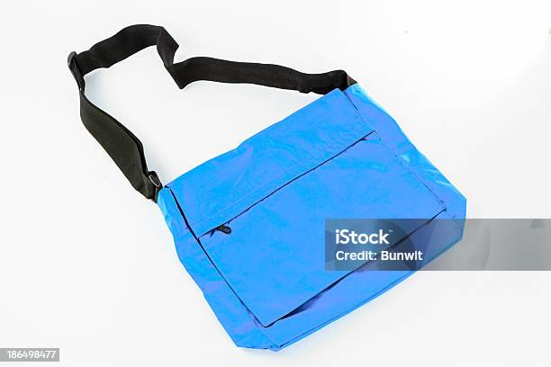 Blue Shoulder Bag Isolate Stock Photo - Download Image Now - Bag, Nylon, Adventure