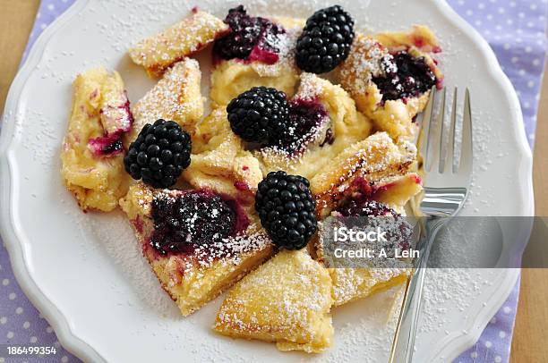 Kaiserschmarrn With Blackberries German Pancakes Stock Photo - Download Image Now - Apple Sauce, Baked Pastry Item, Brown