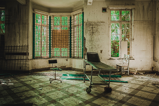 The old and abandoned rotten hospital.