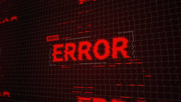 Error 404 Warning message. computer hacking error message. glitched background effect stock photo