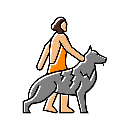 domestication animals human evolution color icon vector. domestication animals human evolution sign. isolated symbol illustration