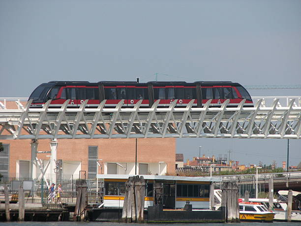 fast monorail train to transport tourists and commuters at the port of Venice