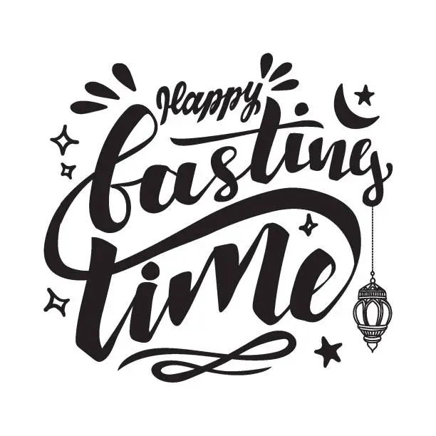 Vector illustration of Happy fasting time, lettering design for ramadan