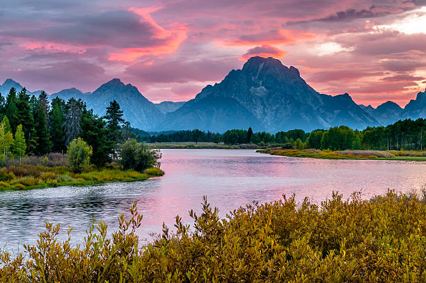 istock Beautiful Sunset at Grant Tetons 186504439