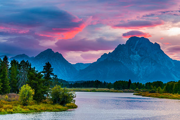 istock Beautiful Sunset at Grant Tetons 186504469