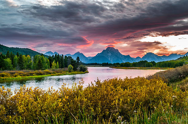 istock Beautiful Sunset at Grant Tetons 186504472