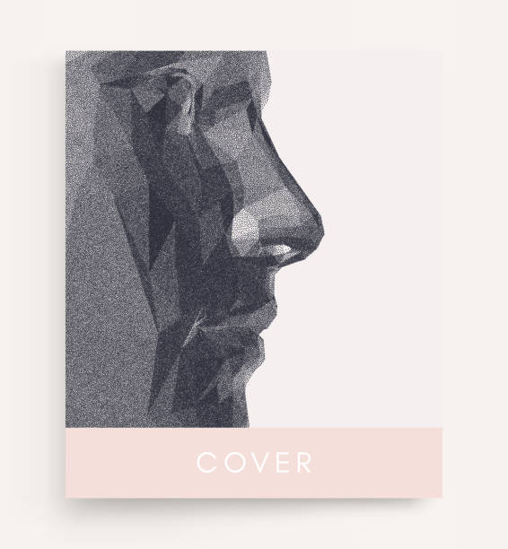 istock Cover design template. Abstract man head made from dots. Side view of dotted face background. Facial recognition. 3D vector illustration. 1865056624