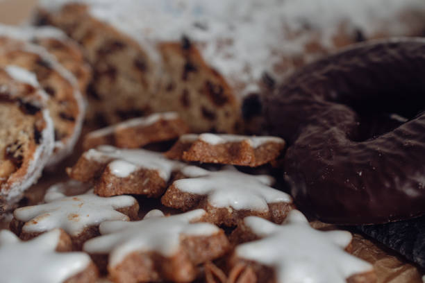 German Christmas pastries, zimtsterne, dresdner stoller, schoko lebkuchen