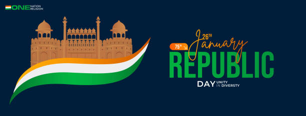 ilustraciones, imágenes clip art, dibujos animados e iconos de stock de 75º día de la rep�ública india, celebración del 26 de enero publicación en redes sociales, web benner, deseos de estado - india gate gateway to india mumbai