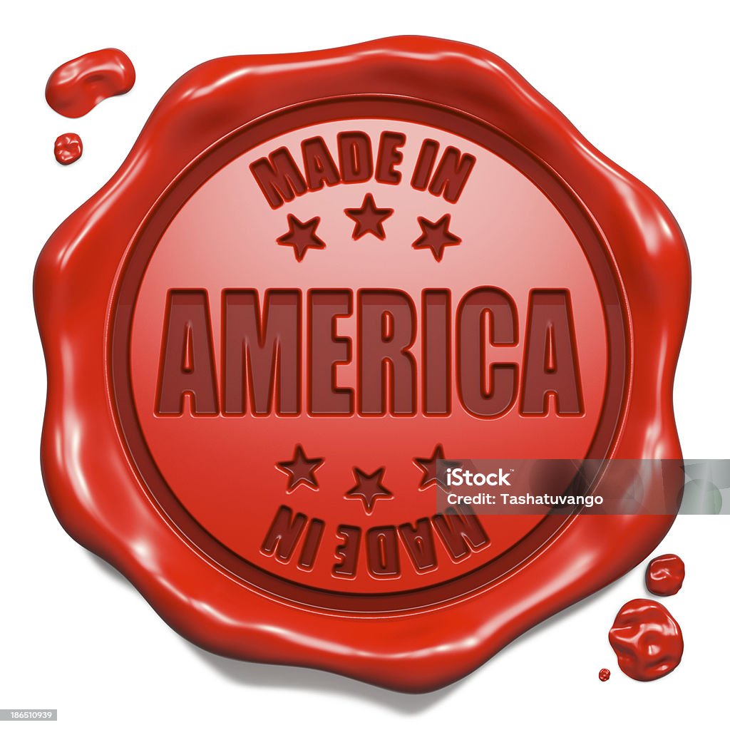 Made in America-selo em Cera selo vermelho. - Royalty-free Certidão Foto de stock