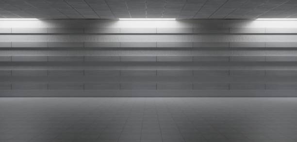 istock Warehouse scene cement floor old cement wall Modern technology room background Abandoned garage 3D illustration 1865130666