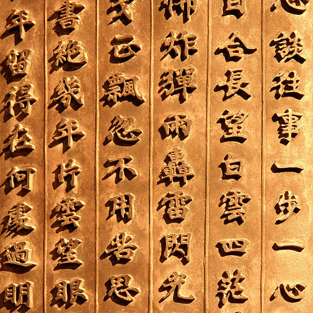 istock Calligraphy carving at Japanese temple 186515530