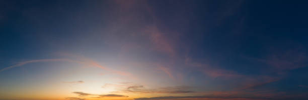 istock Horizon panorama and dramatic twilight sky and cloud sunset background. Natural sky background texture, beautiful color. 1865161817