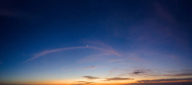 istock Horizon panorama and dramatic twilight sky and cloud sunset background. Natural sky background texture, beautiful color. 1865161826