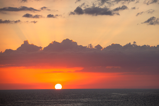 sunset horizon over water in cuba.