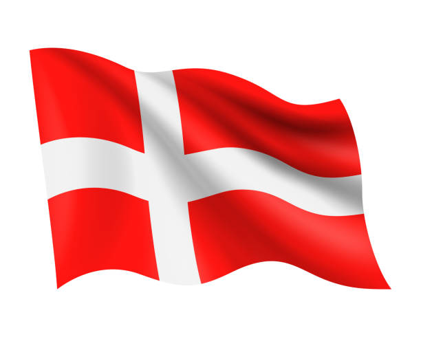 ilustrações, clipart, desenhos animados e ícones de dinamarca - vetor agitando bandeira realista. bandeira de dinamarca isolada no fundo branco - bandeira dinamarquesa
