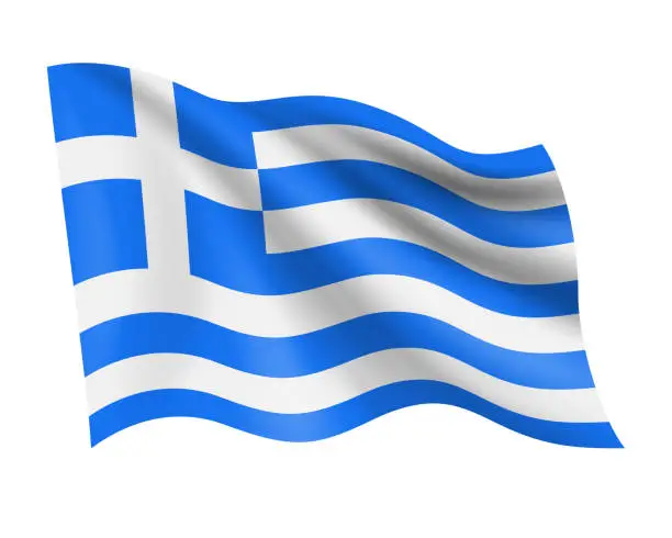 Vector illustration of Greece - vector waving realistic flag. Flag of Greece isolated on white background