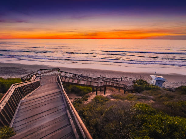 istock Coast Overlook with Stairs to Beach at Sunset 1865254451
