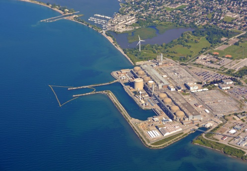 aerial view of the Pickering Nuclear Generating Station in Ontario Canada