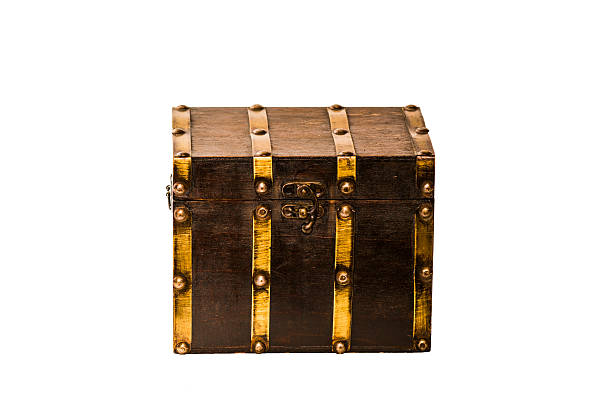 istock Brown wooden chest on white 186526571