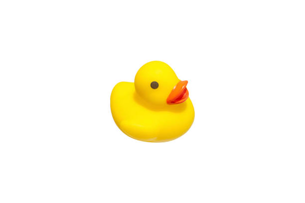 istock yellow plastic funny duck on white background 1865274991