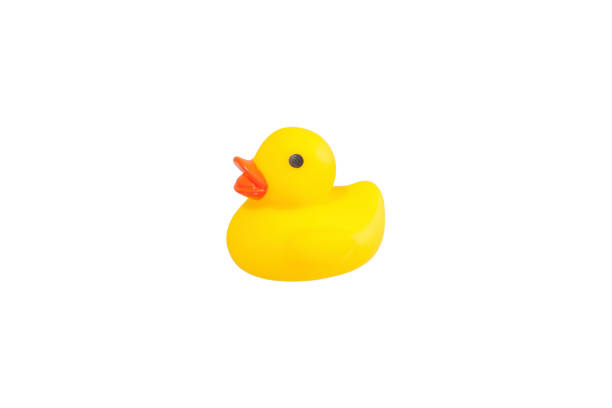 istock yellow plastic funny duck on white background 1865276107