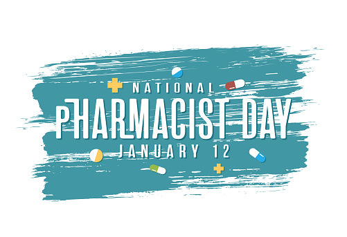 National Pharmacist Day poster, card watercolor card design. Vector illustration. EPS10