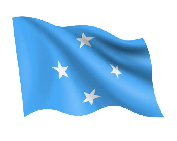Vector illustration of Micronesia - vector waving realistic flag. Flag of Micronesia isolated on white background