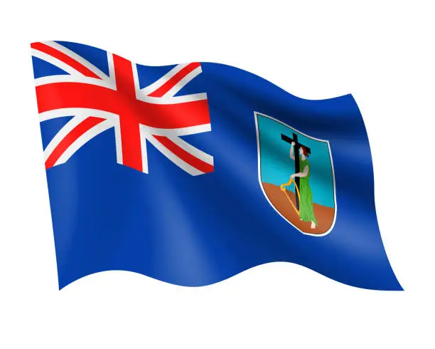 Vector illustration of Montserrat - vector waving realistic flag. Flag of Montserrat isolated on white background