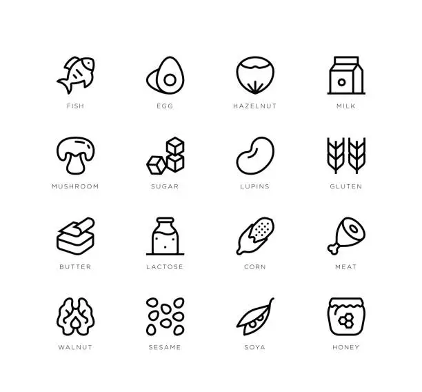 Vector illustration of Food allergens icons