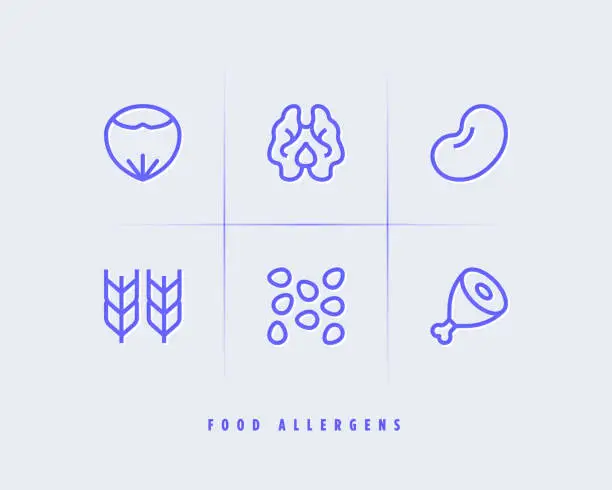 Vector illustration of Food allergens icons