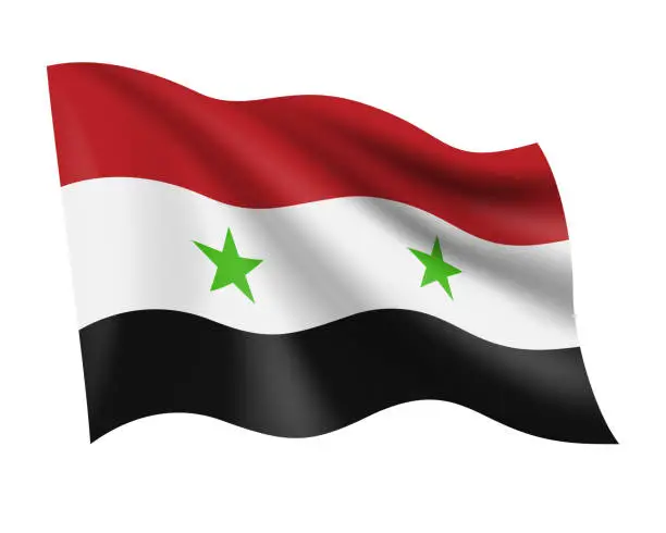 Vector illustration of Syria - vector waving realistic flag. Flag of Syria isolated on white background