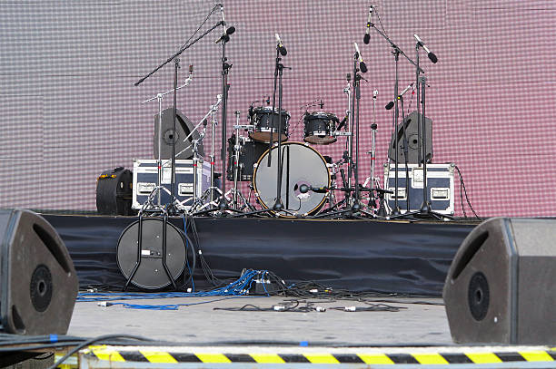 istock Drums set, powerfull speakers, amplifiers and stage equipment 186532995