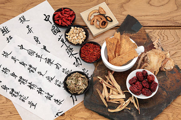 中国医学 - herbal medicine angelica alternative medicine chinese medicine ストックフォトと画像