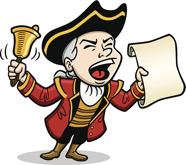 Town Crier Yelling Message Great illustration of a town crier. Perfect for a communication or political illustration. EPS and JPEG files included. Be sure to view my other illustrations, thanks! town criers stock illustrations