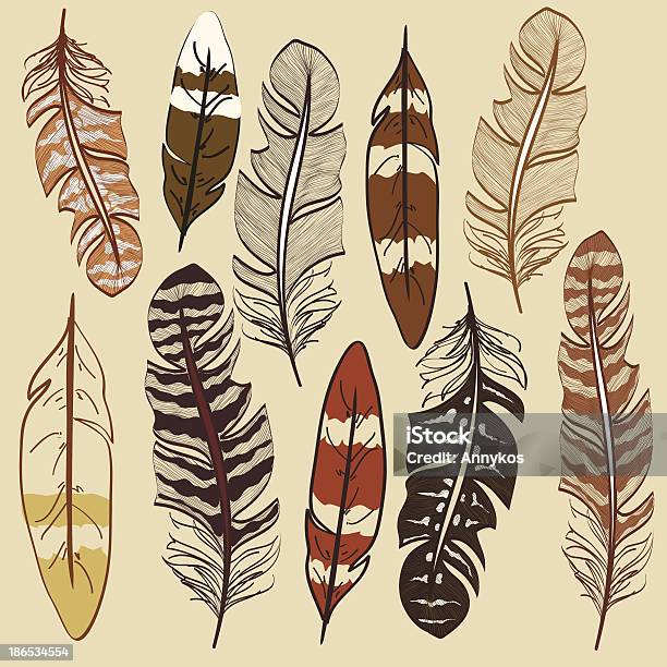 Set Of Isolated Feather Icons Stock Illustration - Download Image Now - Indigenous North American Culture, Dreamcatcher, Icon Symbol