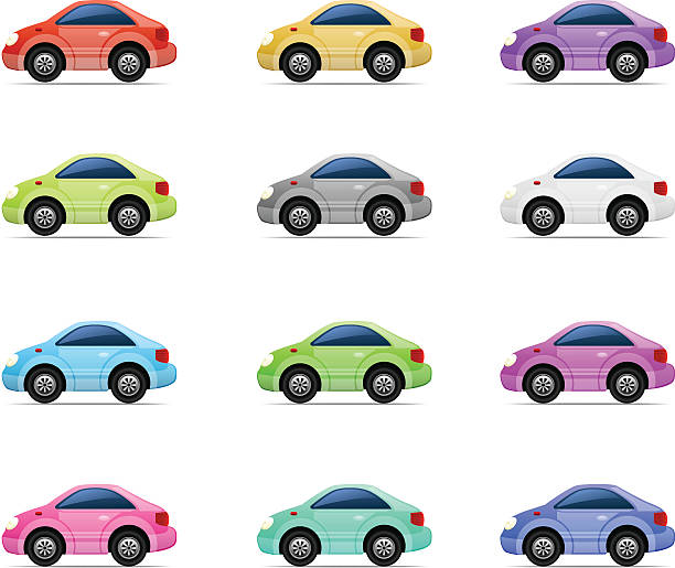 자동차모드 아이콘 세트 - compact car stock illustrations