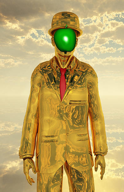 homem novo - apple fruit surreal bizarre imagens e fotografias de stock