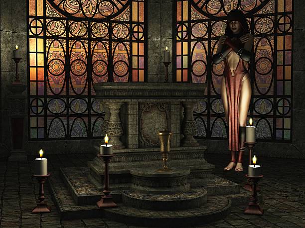 istock Occult temple  with female accolyte 186537269