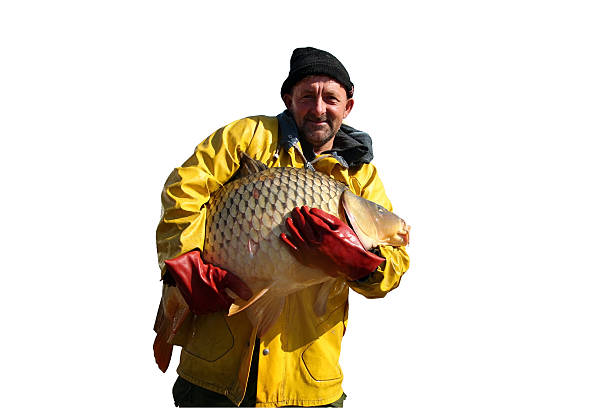 istock Fisherman Holding a Big Fish Isolated On White 186538259
