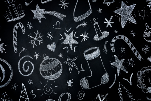 istock Christmas illustrations on blackboard 186538547