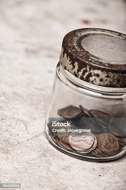 Pennies In A Jar Stock Photo - Download Image Now - Abraham Lincoln, Bottle, Coin