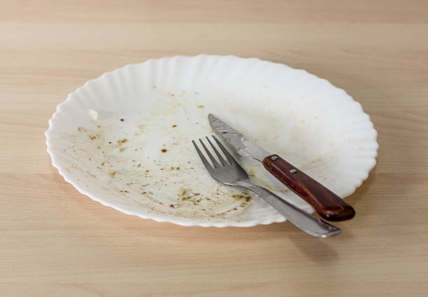 istock empty plate and cutlery with food remains 186539513