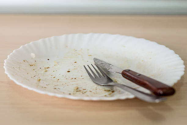 istock empty plate and cutlery with food remains 186539514