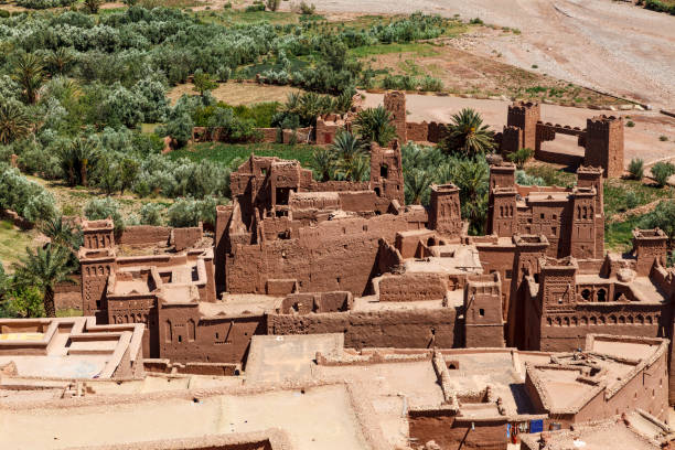 Exterior of Ait Ben Haddou, a fortified village in central Morocco, North Africa Exterior of Ait Ben Haddou, a fortified village in central Morocco, North Africa ksar stock pictures, royalty-free photos & images